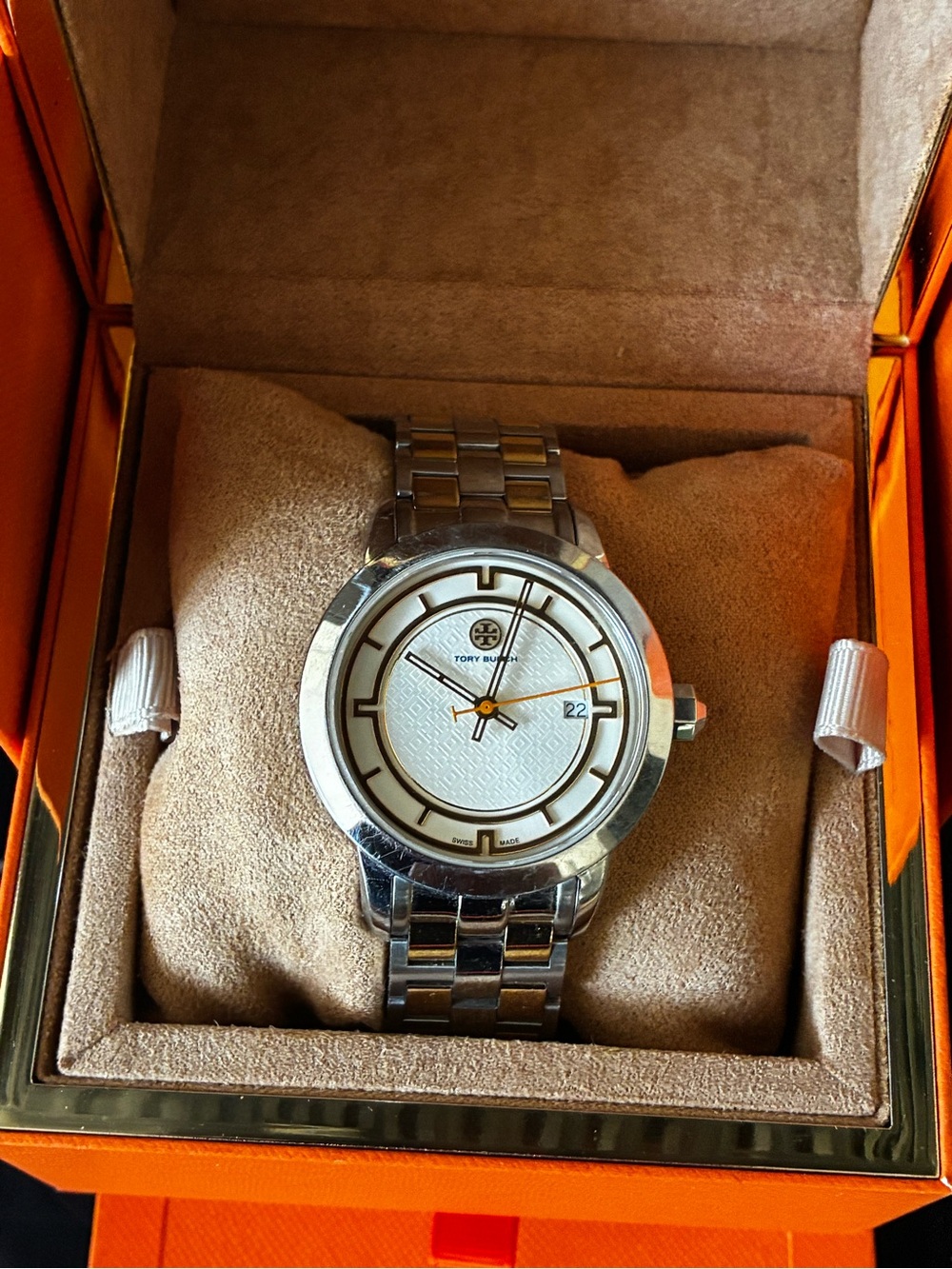 Tory Burch Men's Silver Stainless Steel Bracelet Watch - Silver Dial